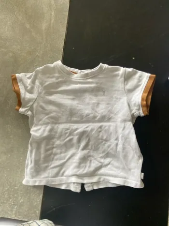 Teeshirt blanc et marron 6 mois - Obaibi