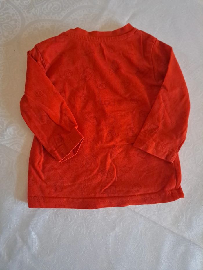 Lot de 4 Tee-shirt manches longues à message Rouge blanc et marine 100%coton 3mois - photo numéro 3