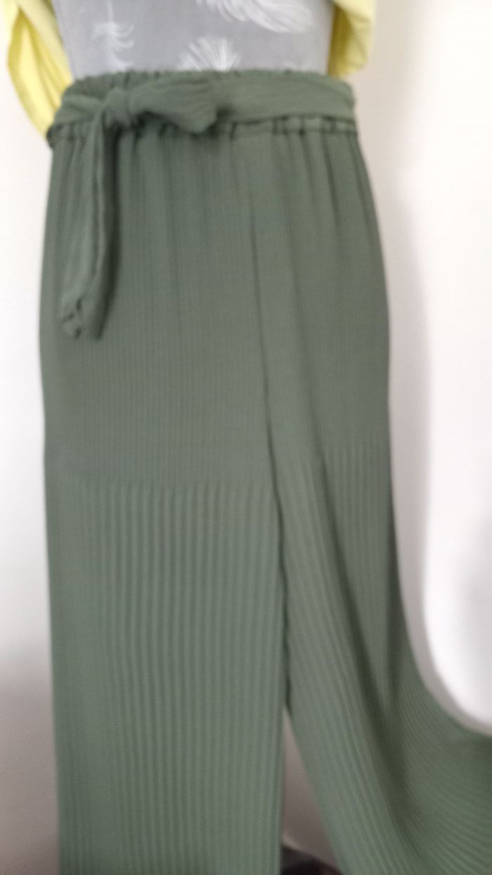 Palazzo Plissé Kaki Taille Unique - photo numéro 6