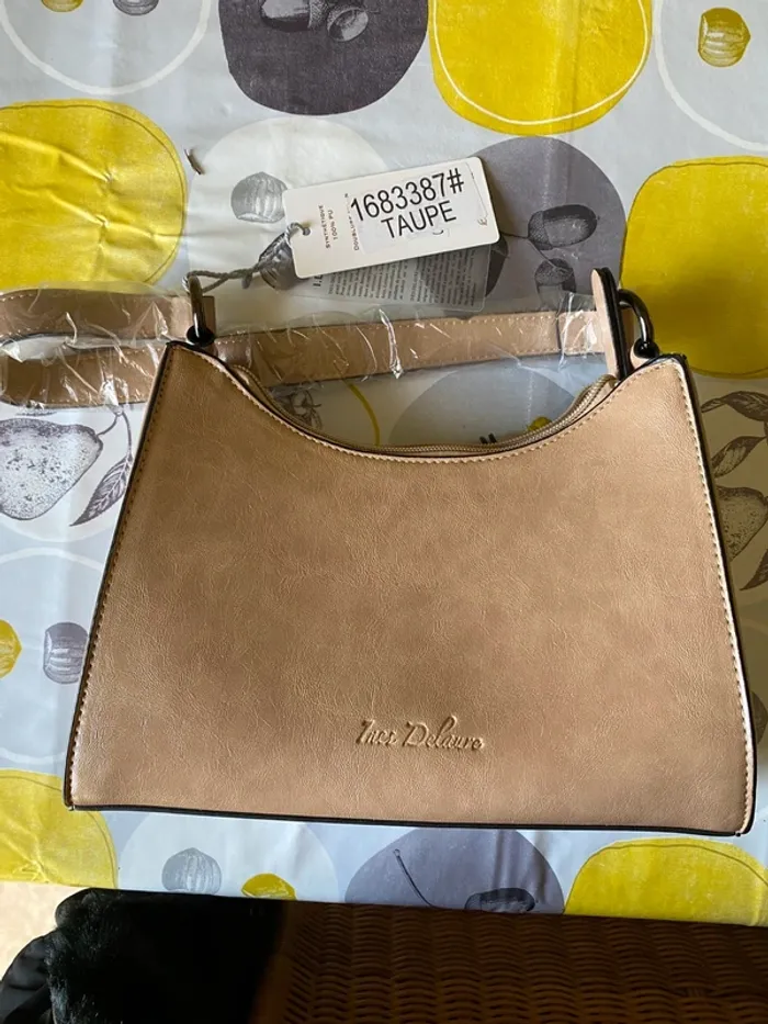 Sac à main taupe Inès Delaure 19x25 - photo numéro 5
