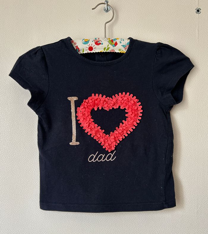 Lot de 2 Tee shirts Mum, Dad avec coeurs taille 2 ans - photo numéro 5