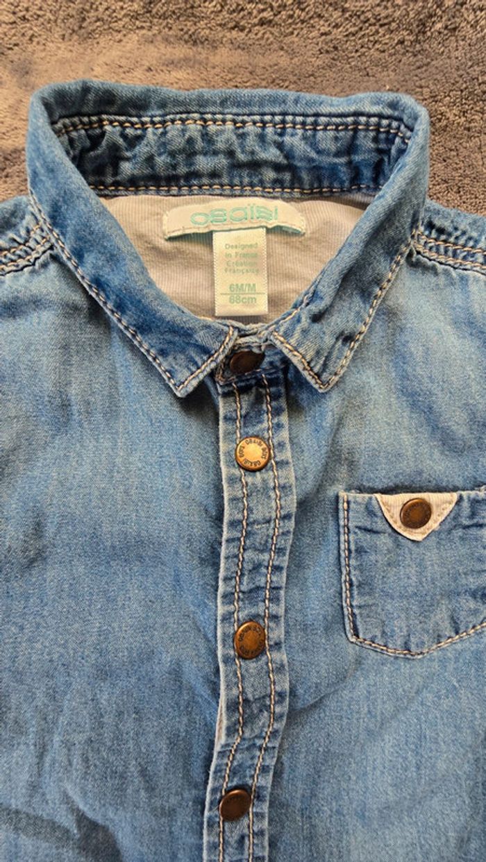 Chemise en jean manches longues 6mois - photo numéro 2