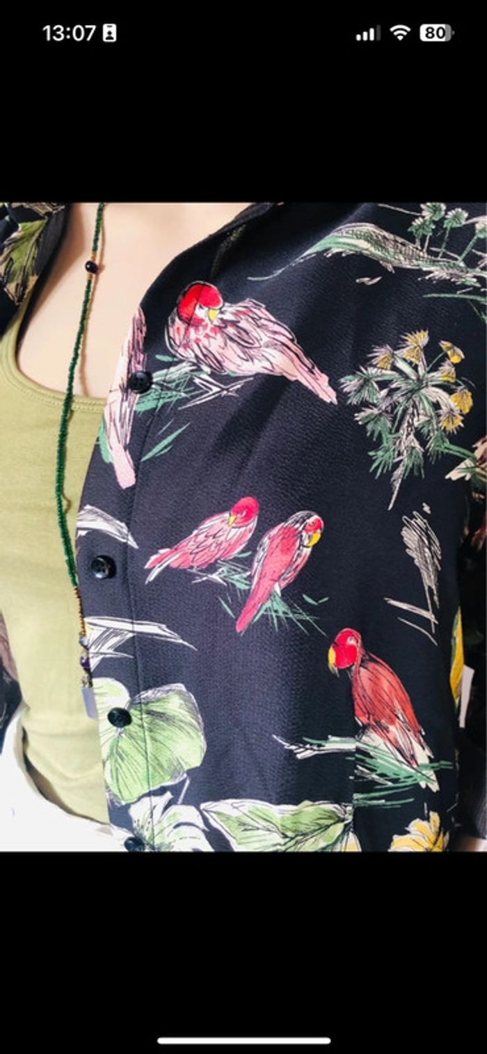 🌿🦜Chemise esprit Jungle Chic Zara tropical shirt🌿🦜 - photo numéro 11