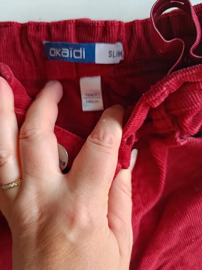 Pantalon velours bordeau 10 ans garçon - photo numéro 2