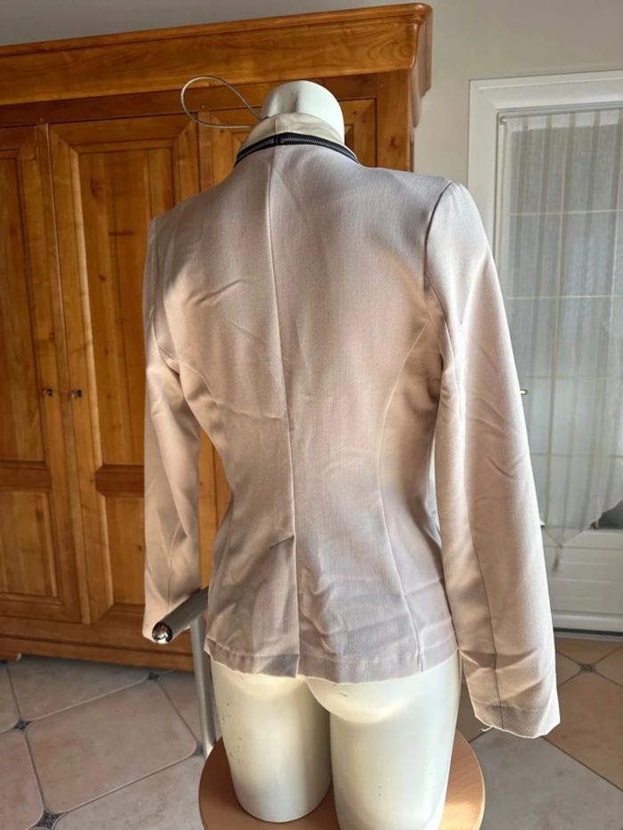 Veste blazer beige zip bi matière 38 femme charming girl - photo numéro 9
