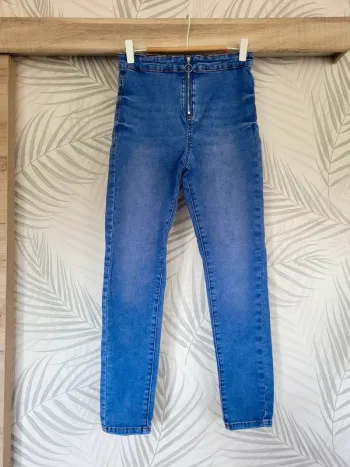 Jean taille haute fille 12-13 ans bleu