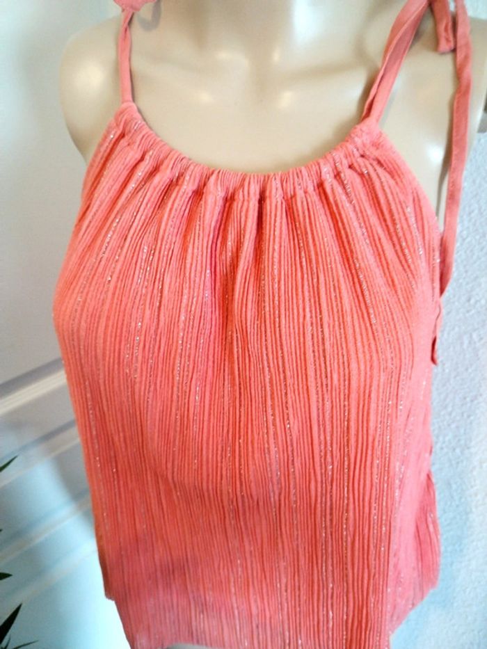 Top Camaïeu couleur corail et doré taille xs - photo numéro 2