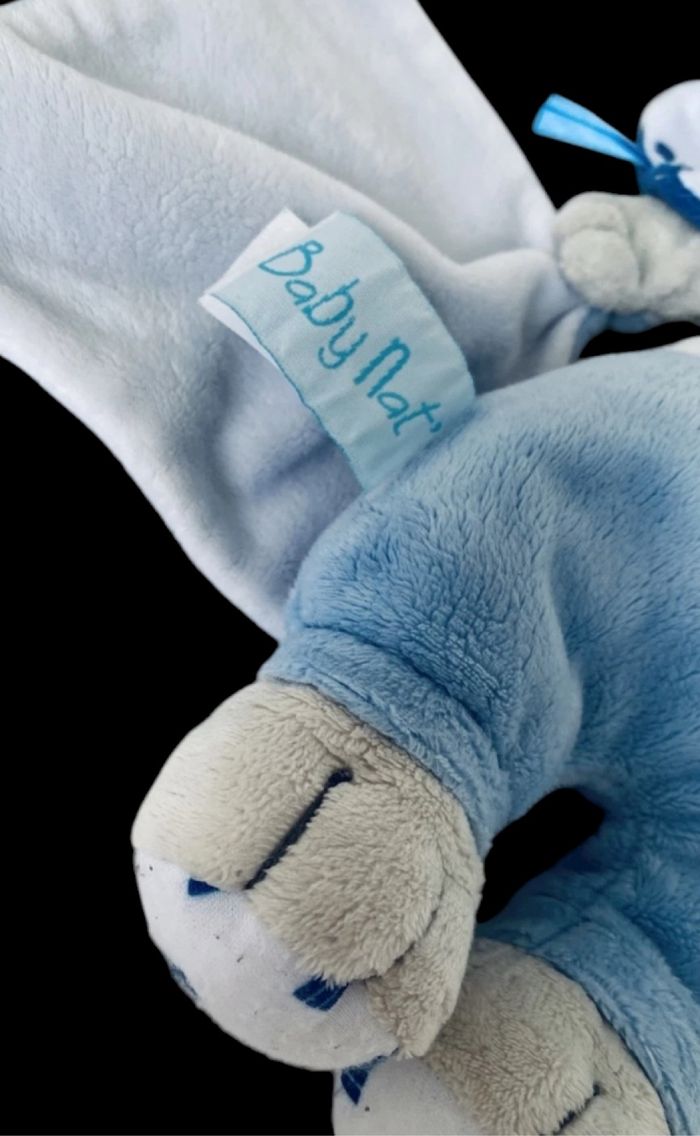 ❤️B5088 Doudou Edgar Éléphant Elephant Mouchoir Baby Nat Bleu Blanc Babynat - photo numéro 2