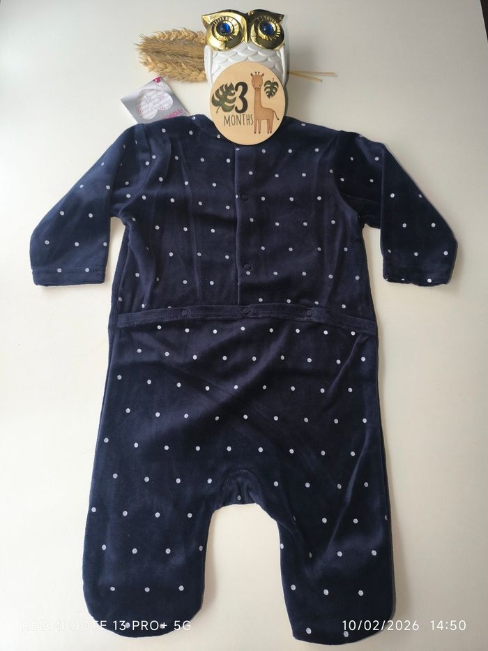 Pyjama velours 3 mois fille tom&kiddy neuf - photo numéro 3