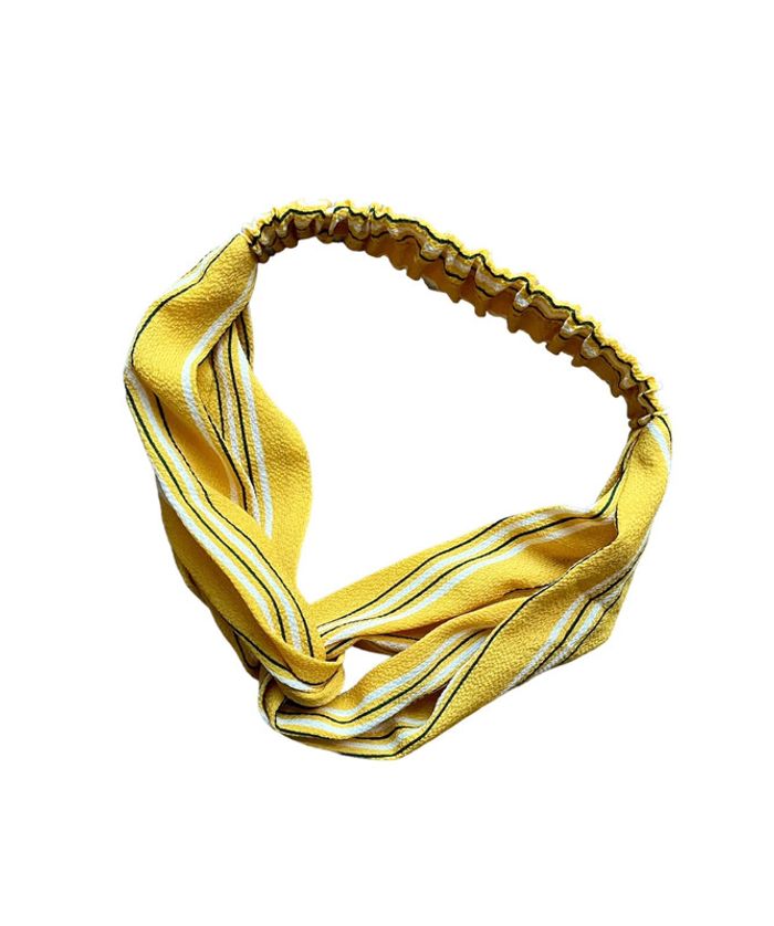 Bandeau jaune avec lignes blanches et noir pour les cheveux