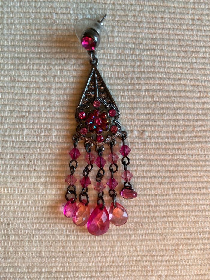 Parure bijoux bracelet et boucles d’oreilles avec strass et perles fuchsia Mariagrazia Must - photo numéro 10