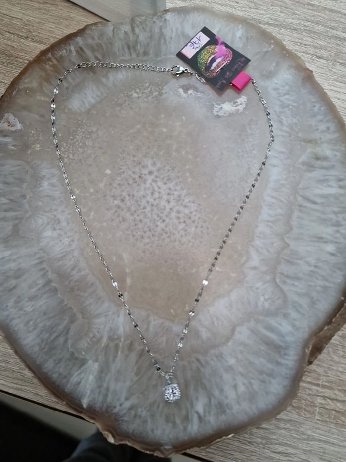 Collier Ras Coup Acier Argenté Zirconiums - photo numéro 17