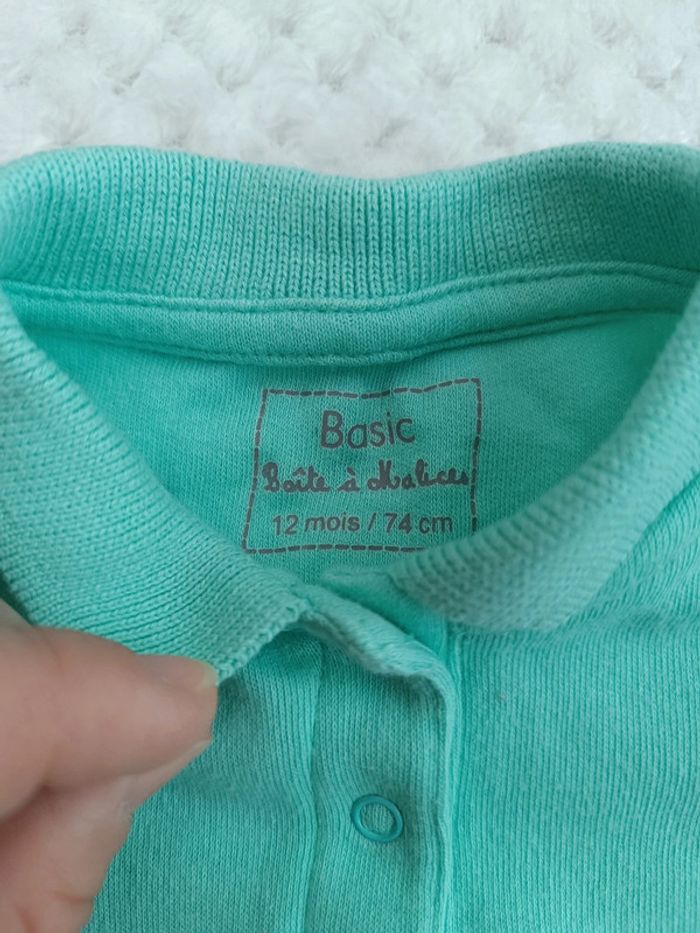 🔸Body polo vert clair Boîte à Malices - 12 mois🔸 - photo numéro 2