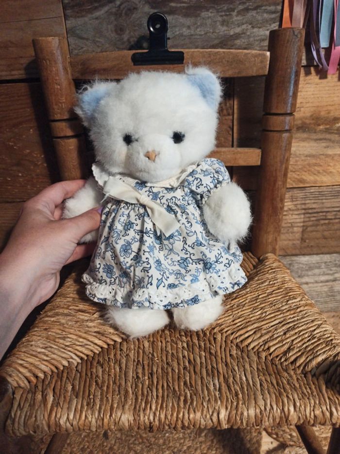 Peluche chat blanc Nounours tbe - photo numéro 5