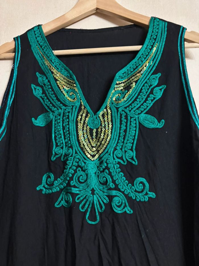 Djellaba noir et vert taille unique - photo numéro 2