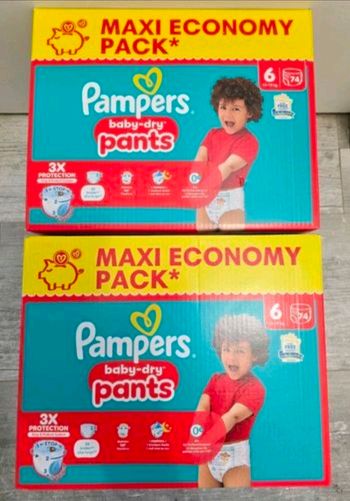 🍼 Pampers Baby-Dry Pants T6 Lot de 2 × 74 couches (13–19 kg)
