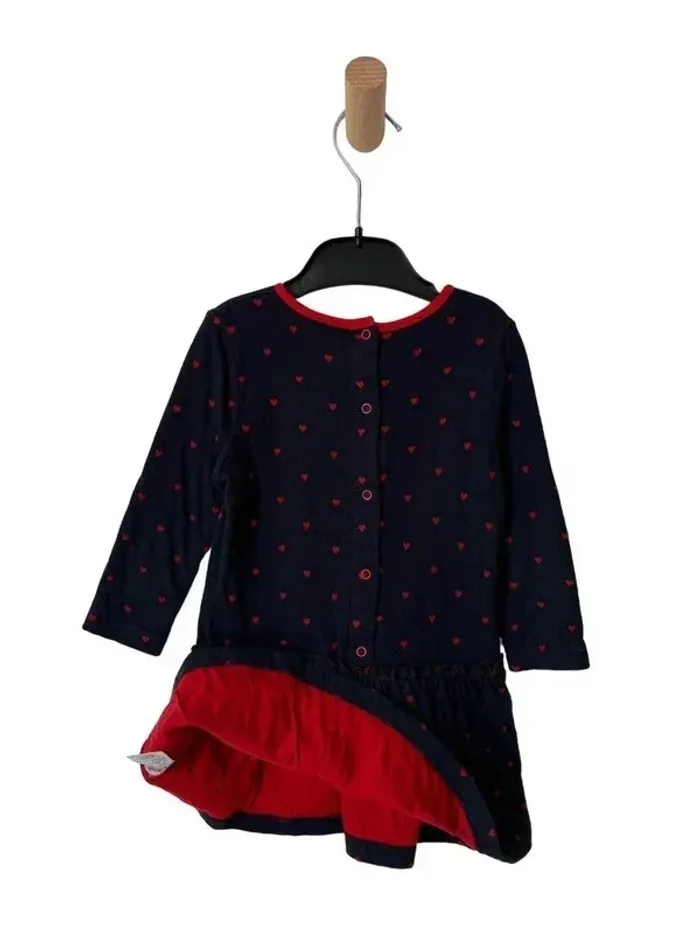 Robe à manches longues bleu marine à coeurs rouges - Petit Bateau 18 mois - photo numéro 4