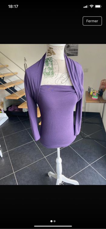 Top manches longues Etam avec haut boléro violet tout en un