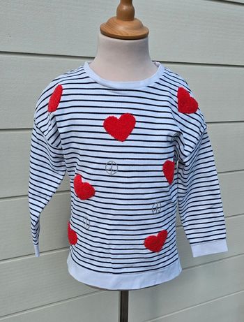 Pull marinière coeurs 8 ans