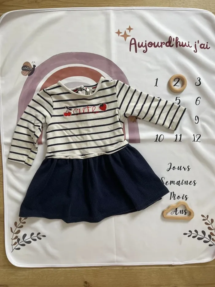 Robe bébé fille Orchestra – Taille 23 mois – Rayée noir & blanc