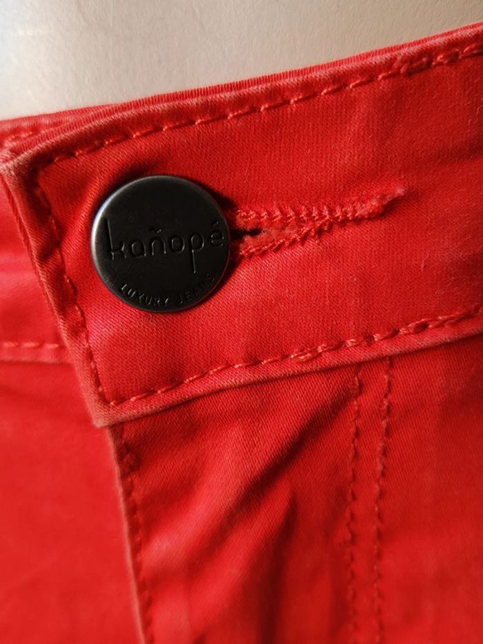 Pantalon enduit skinny rouge - photo numéro 6