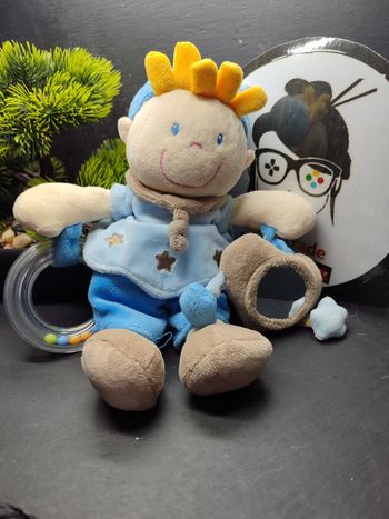 peluche d'activités garçon nicotoy bleu gris miroir coeur billes anneau Grelot 