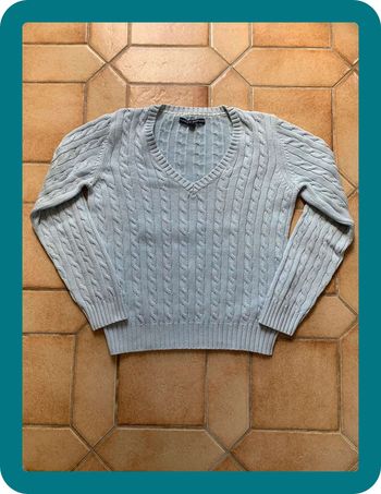 Pull col V bleu clair / turquoise Tommy Hilfiger