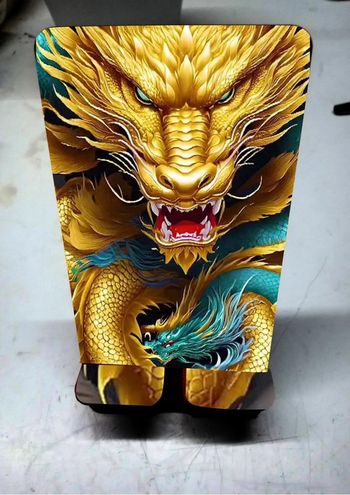 support téléphone motif dragon or neuf