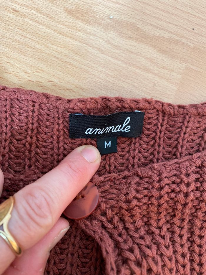 Beau gilet mi-long marron T. 46 femme TBE - photo numéro 6