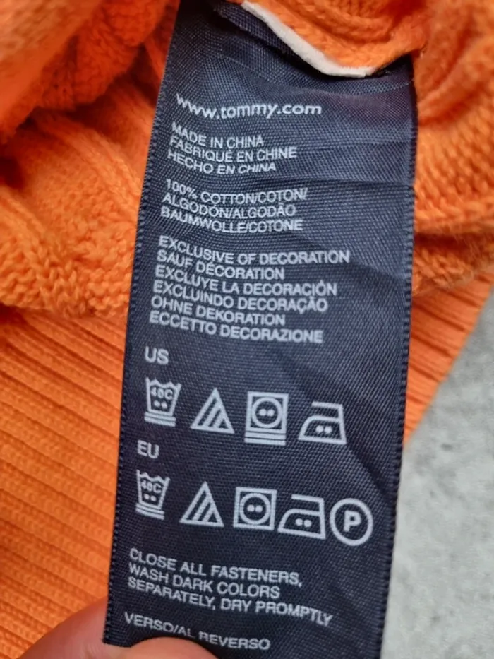 Gilet zippé torsadé orange Tommy Hilfiger – Taille L Femme (mesures en photos) - photo numéro 7
