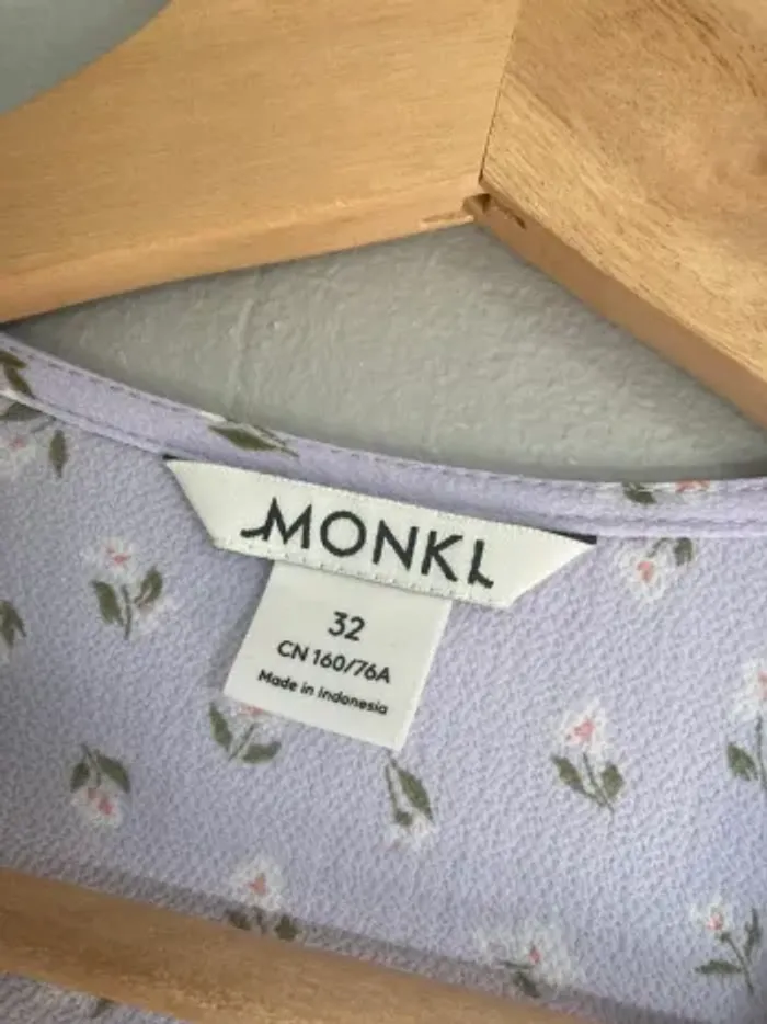 Robe longue été Monki taille 32 - Lilas à fleurs, très bon état - photo numéro 3