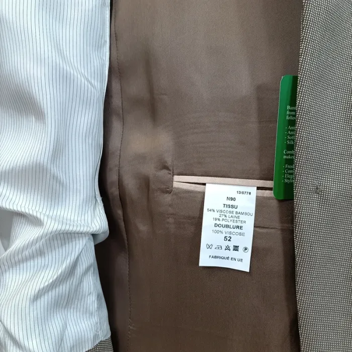 Veste de costume beige Optimal en bambou - Taille 52 A491 - photo numéro 17