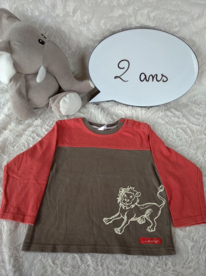 Tee shirt chemise manches longues Garçon 2 ans Lion Decathlon 100% coton