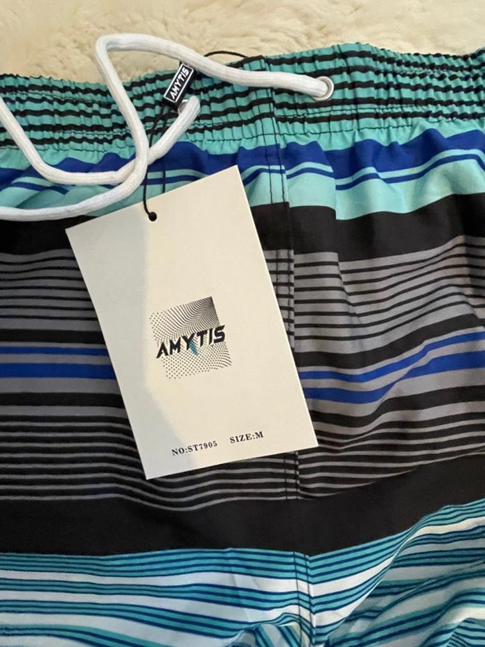 Short de bain/sport rayé bleu taille M Amytis - photo numéro 3