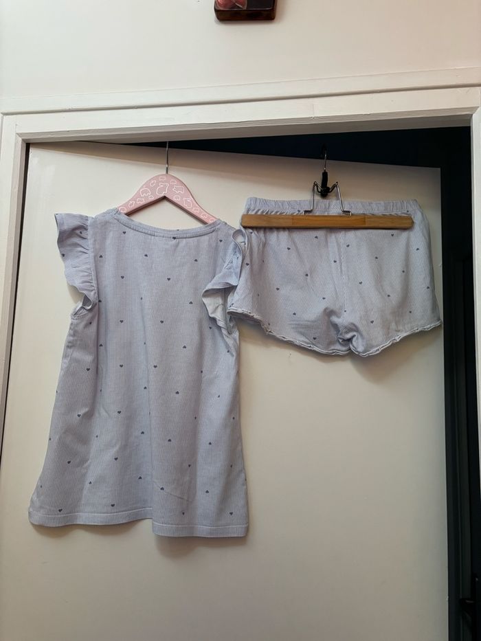 Pyjama fille rayé bleu clair et blanc H&M 8-10 ans - photo numéro 2