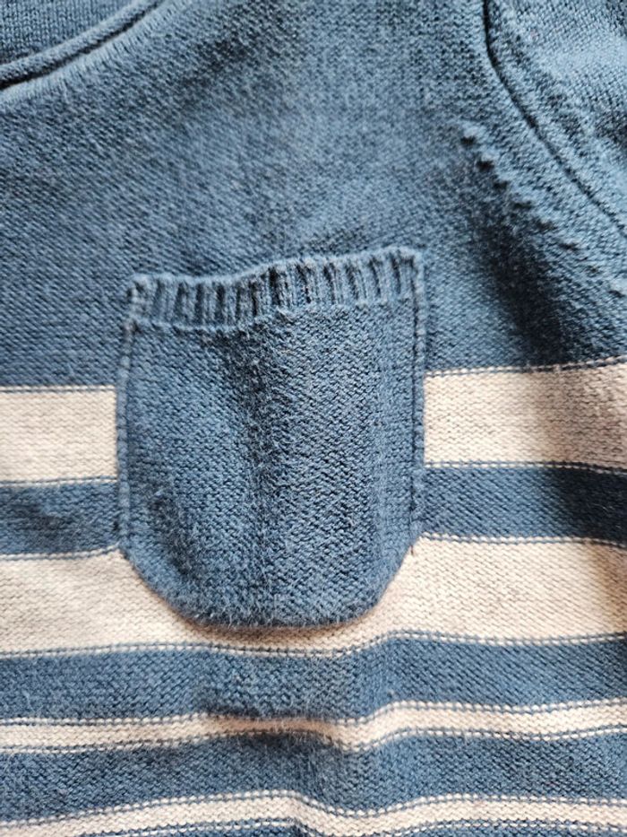 Pull col rond rayé bleu et gris In Extenso 2 ans - photo numéro 2