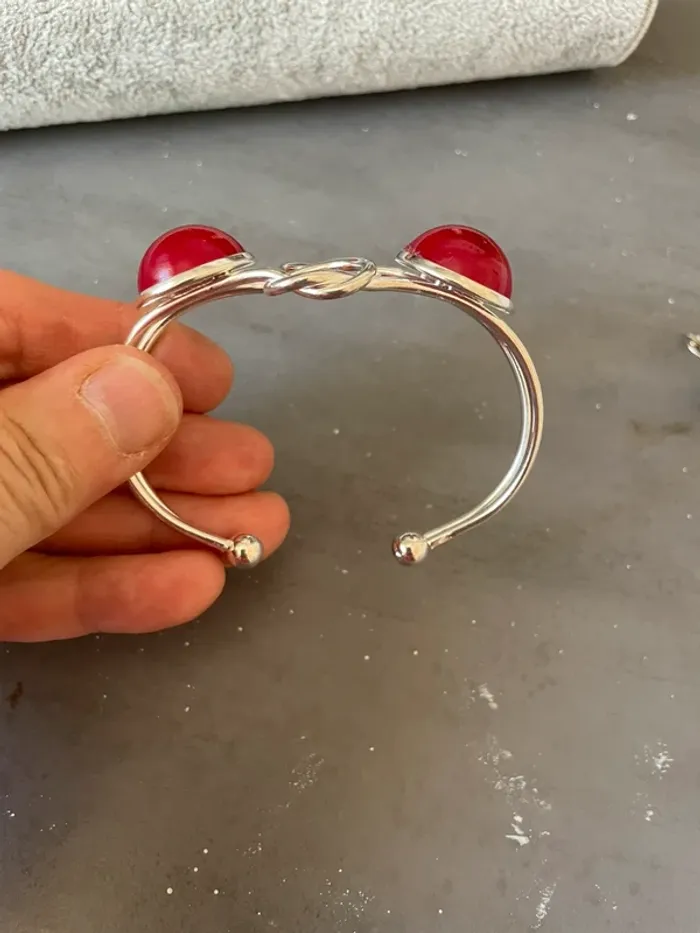 Bracelet cabochon en résine rouge - photo numéro 3