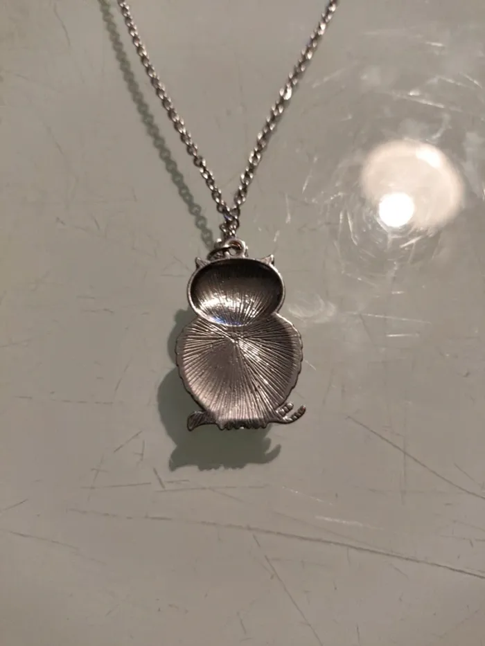 Collier pendentif hibou argenté - photo numéro 5