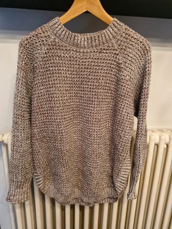 Pull marron chiné beige
