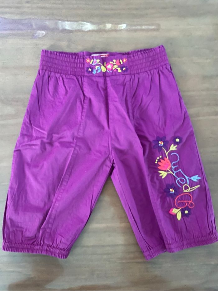 Ensemble pantalon mauve/haut bretelles gris DPAM 18 mois - photo numéro 2