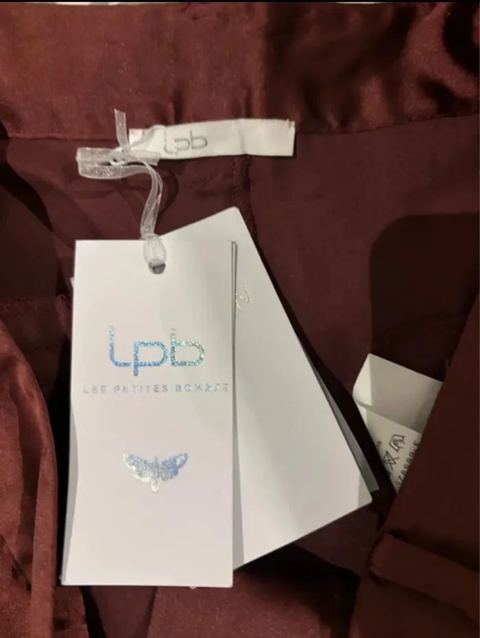 Pantalon satiné bordeaux LPB – T 38 – Neuf avec étiquette - photo numéro 6