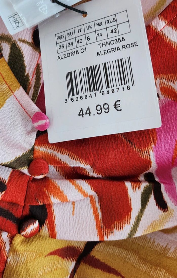 Blouse chemisier manches courtes multicolore taille 36 Naf Naf - photo numéro 3