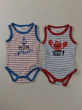 Lot 2 de boddies d'été kimbaloo taille 3 mois