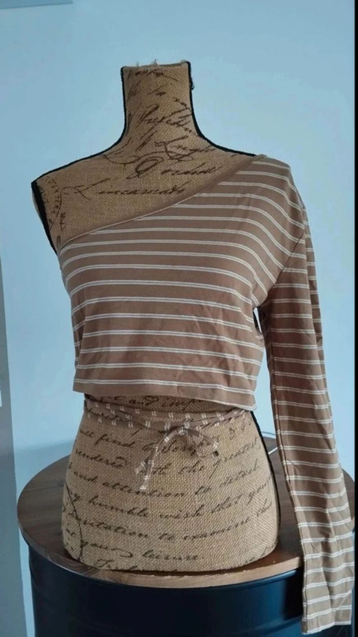 Tee  shirt  une  manche longue beige  marron taille  xl  Ardene - photo numéro 2
