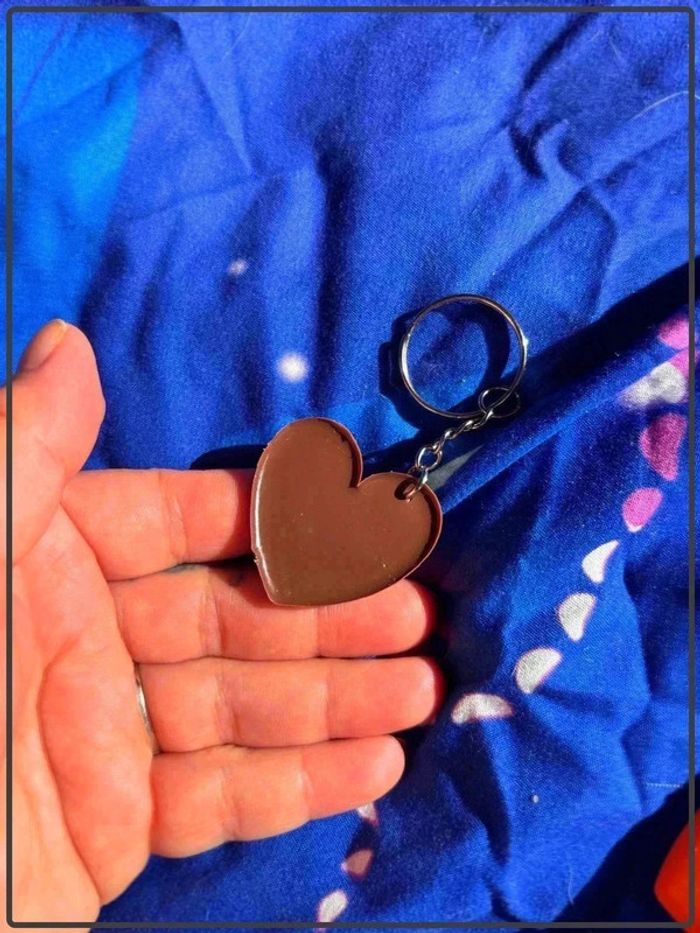 Porte clef cœur marron - photo numéro 2