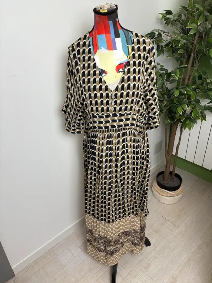Robe longue Stella Forest | Noir et beige | Taille 38