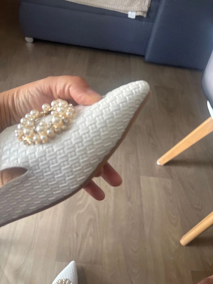 Chaussures blanches perles et strass t41 - photo numéro 8
