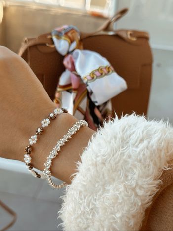 Bracelets fleurs marron et blanc 🤎