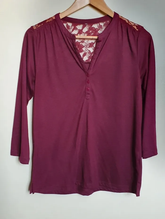 Blouse bordeaux manche 3/4 taille S