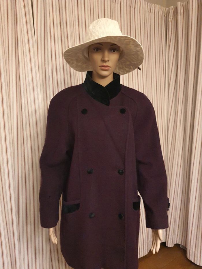 Manteau bordeaux Cristel fr 42 en 70%laine - photo numéro 2